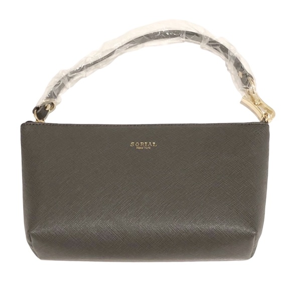 Sorial Saffiano Vegan Leather Dark Grey Wristlet Brand New With Tags - Picture 1 of 12